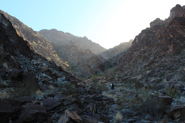 Keith leading the way up the canyon in the morning shade