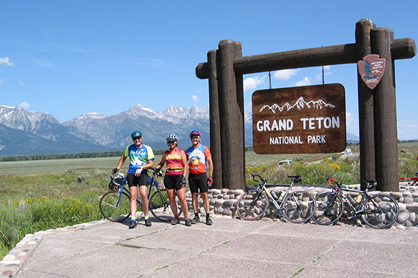 Doug, Linda, Paul entering Grand Teton NP