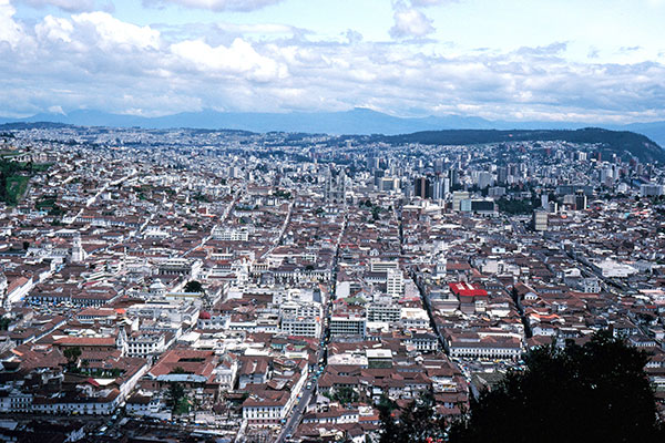 Our view of Quito from below the Virgen de El Panecillo
