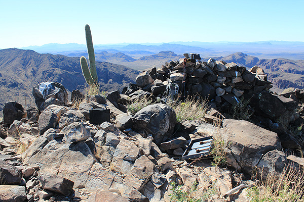 The Sauceda Benchmark summit with the discarded remains of a drug scout lookout camp