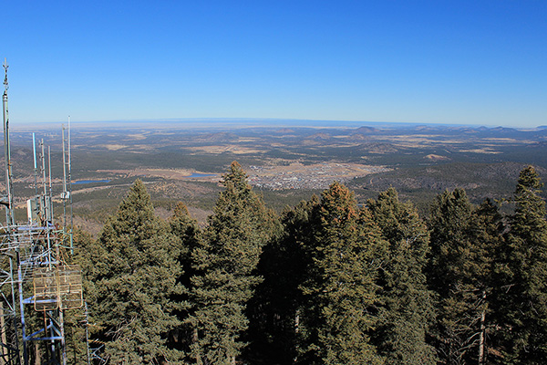 A view of the city of Williams from the Bill Williams Mountain Lookout tower